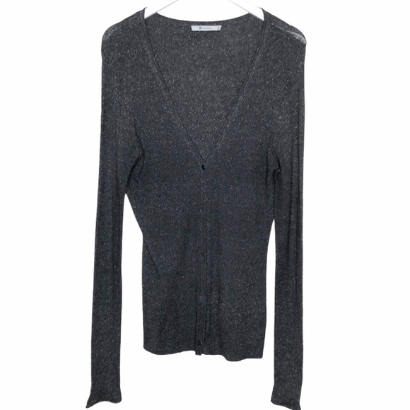 Alexander Wang Ribbed Tweed button front cardigan SZ L - Picture 1 of 4
